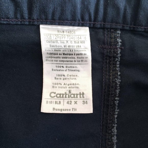 Carhartt Carpenter Pants Mens Size 42/34 Blue - Picture 5 of 7